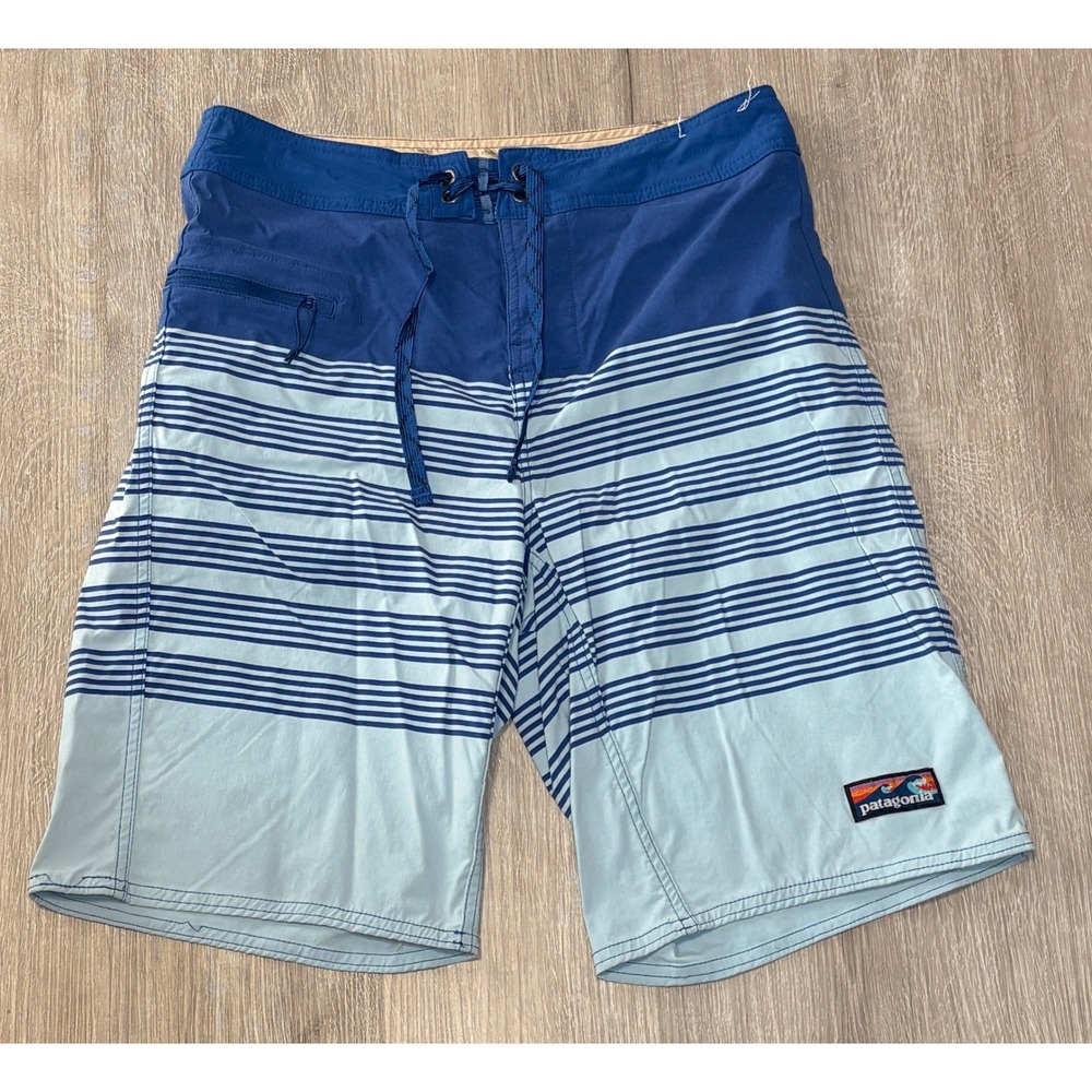 Patagonia Board Shorts Mens 30 Blue Striped Swim Trunks 86543 SP20